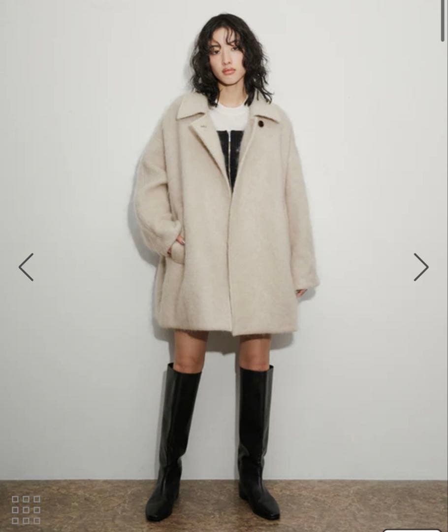 え*ー様 アダムエロペ23AW モヘヤシャギーミドルコート　ベージュ