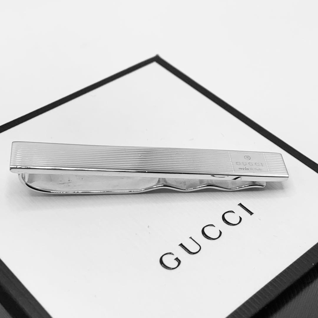 【美品/鏡面仕上】GUCCI ネクタイピン　GUCCIロゴ　925
