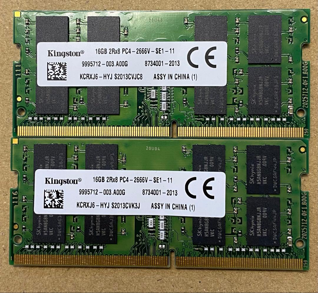 Kingston 32GB (16GBx2)DDR4 2666MHz メモリー
