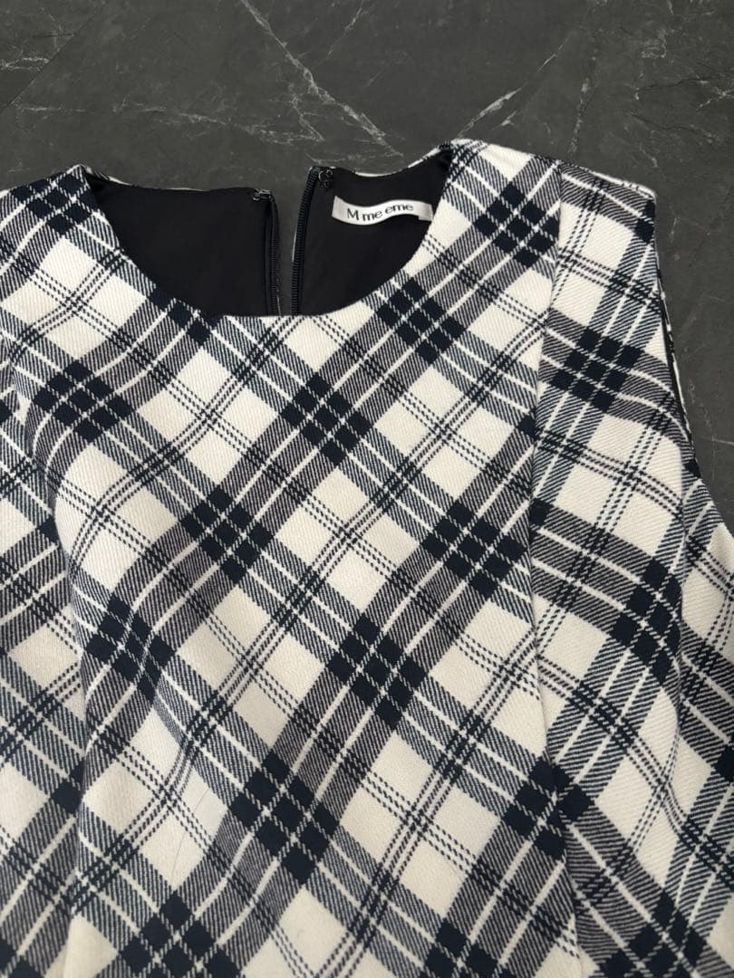 ワンピース M me eme Check pleated mini onepiece