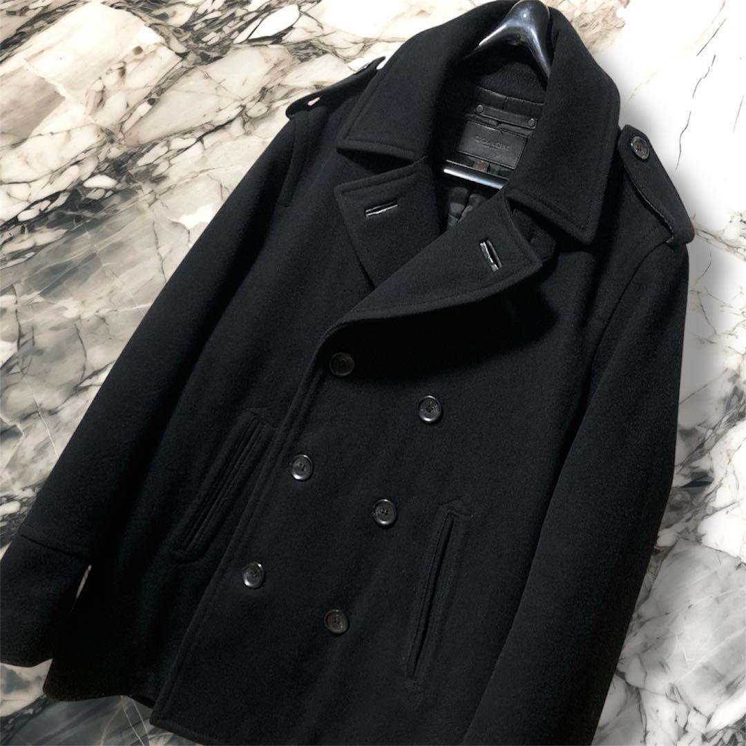 上美品 COACH コーチ ウール Pコート ビジネスコート