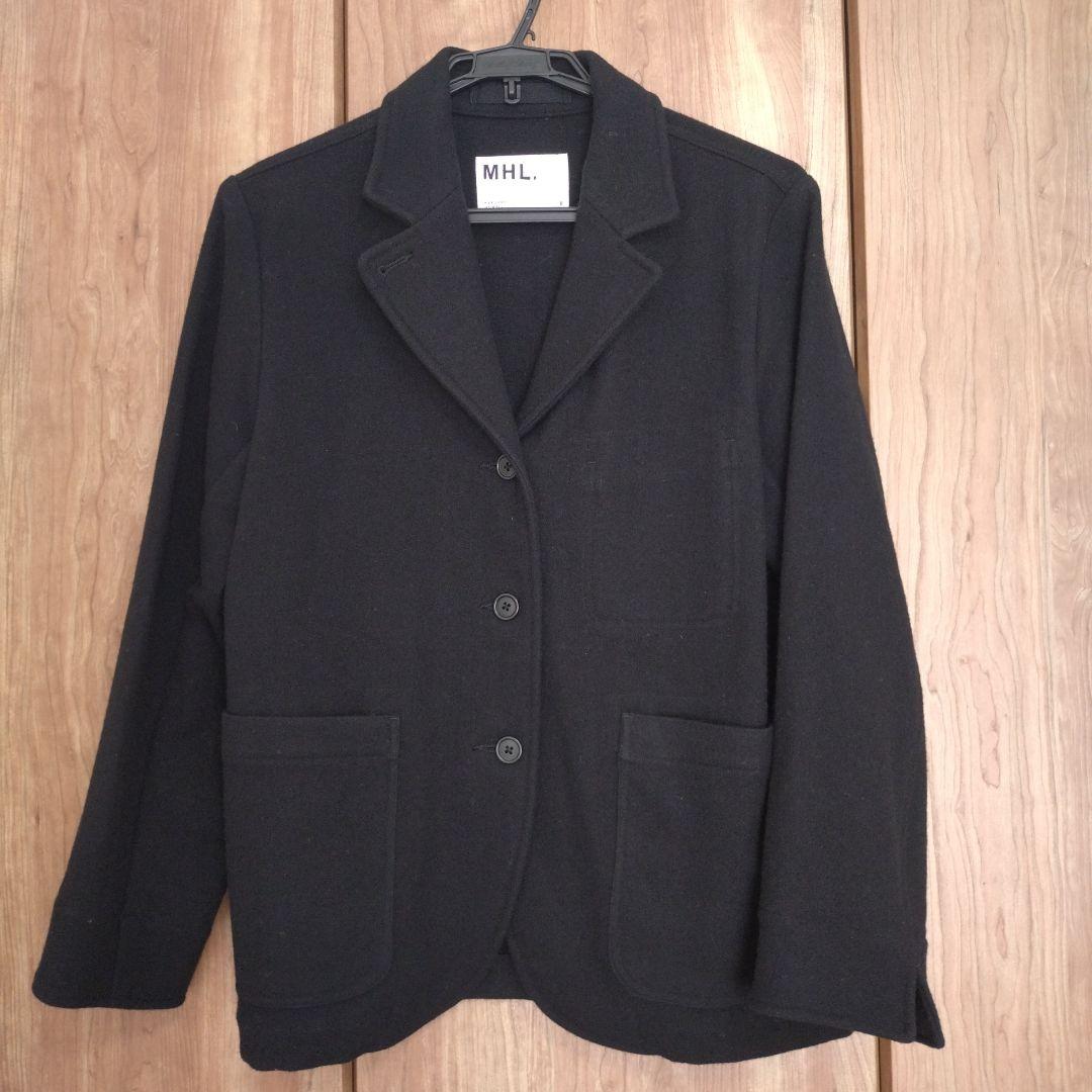 MHL ウールジャケット ブラック FELTED SHETLAND WOOL