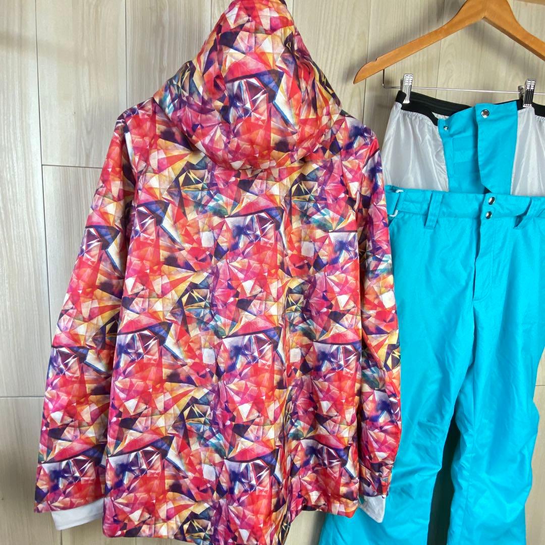 DLite 幾何学模様 レディースLLサイズ スノーボードウェア上下セット