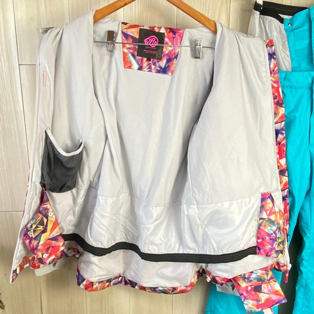 DLite 幾何学模様 レディースLLサイズ スノーボードウェア上下セット