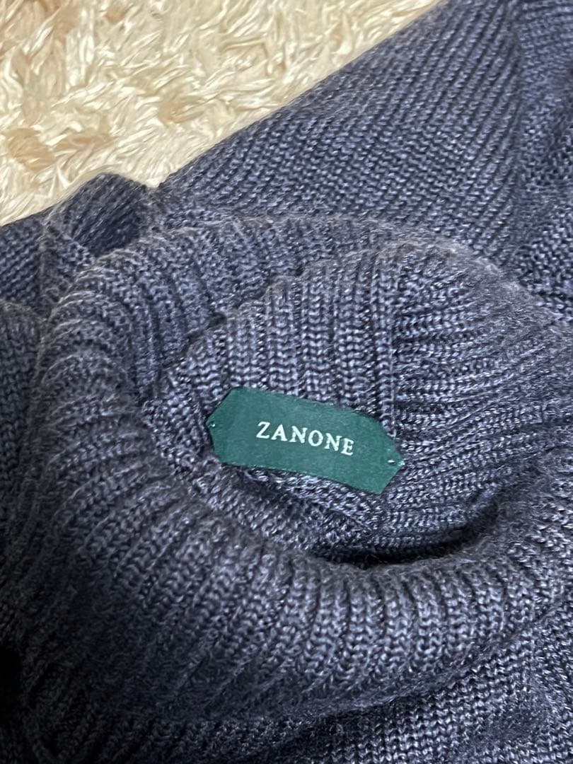 良品 イタリア製 ZANONE 48 ウールタートルネックニット グレー