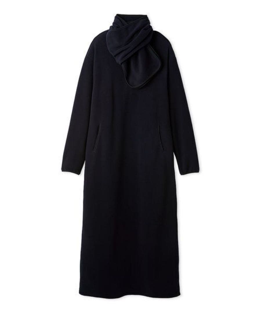 emmi eco ストール付きフリースワンピース　navy sサイズ