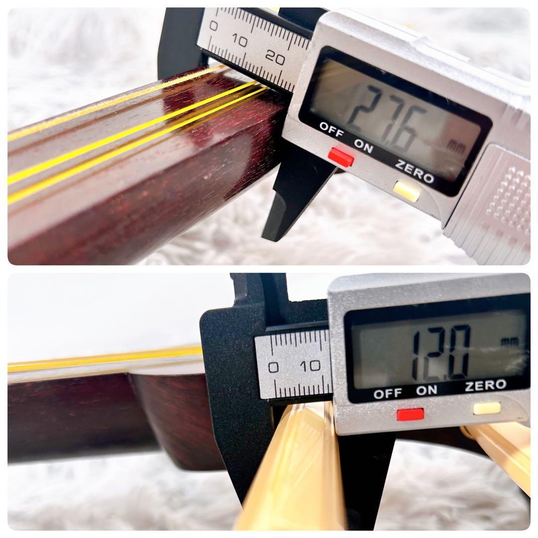 【希少】地唄三味線　三味線　中棹　紅木　丸打胴　天然糸巻き　皮破れなし　本皮