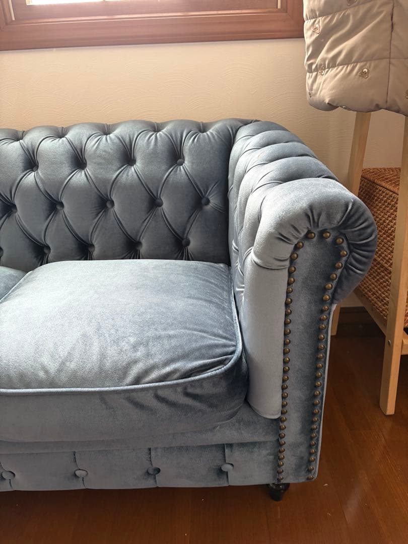 高級ソファ　直接取引限定　チェスターフィールド ソファ 本物 鋲打ち