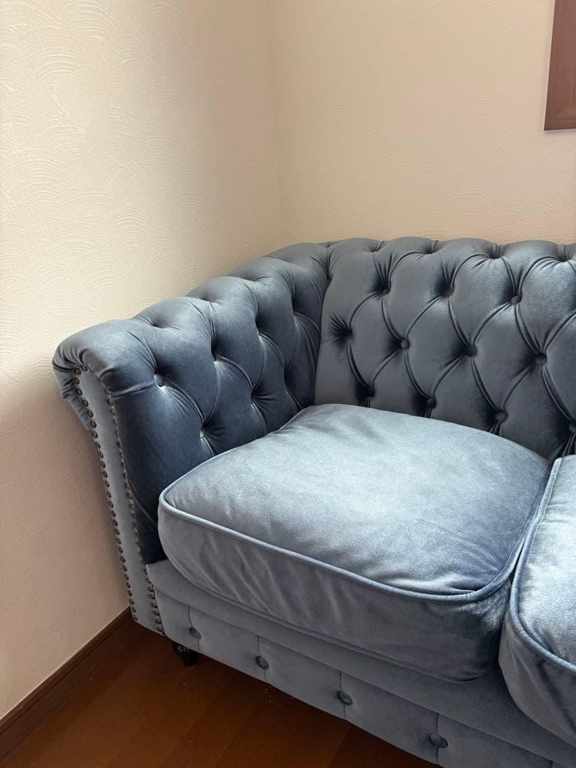 高級ソファ　直接取引限定　チェスターフィールド ソファ 本物 鋲打ち