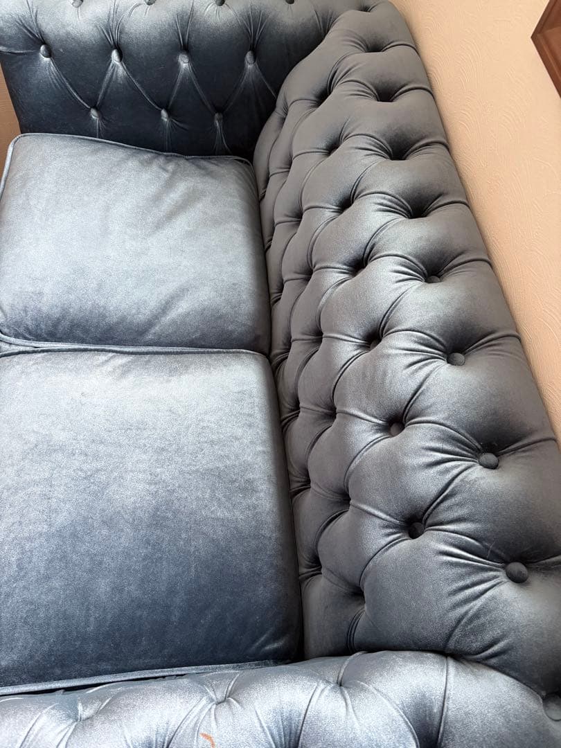 高級ソファ　直接取引限定　チェスターフィールド ソファ 本物 鋲打ち