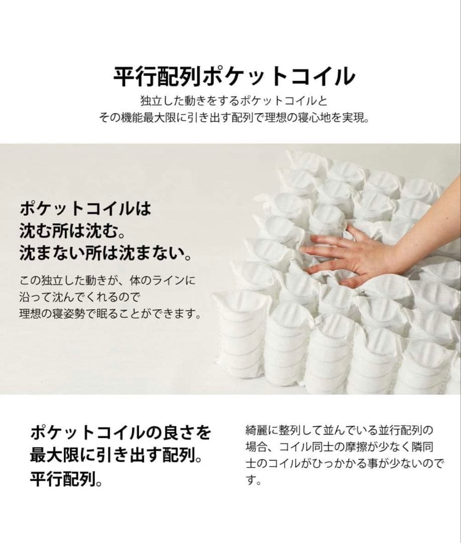 源ベッド 日本製　抗菌仕様ダブルマットレス夜香プレミアム　実物は写真後半に掲載