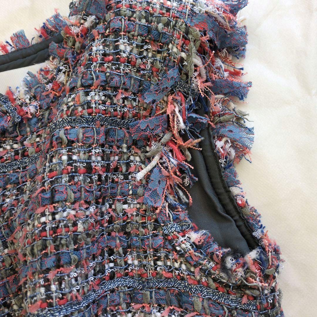 美品Rene 36　ファンシー　ツイード　ワンピース　ピンクパープル系ACT3