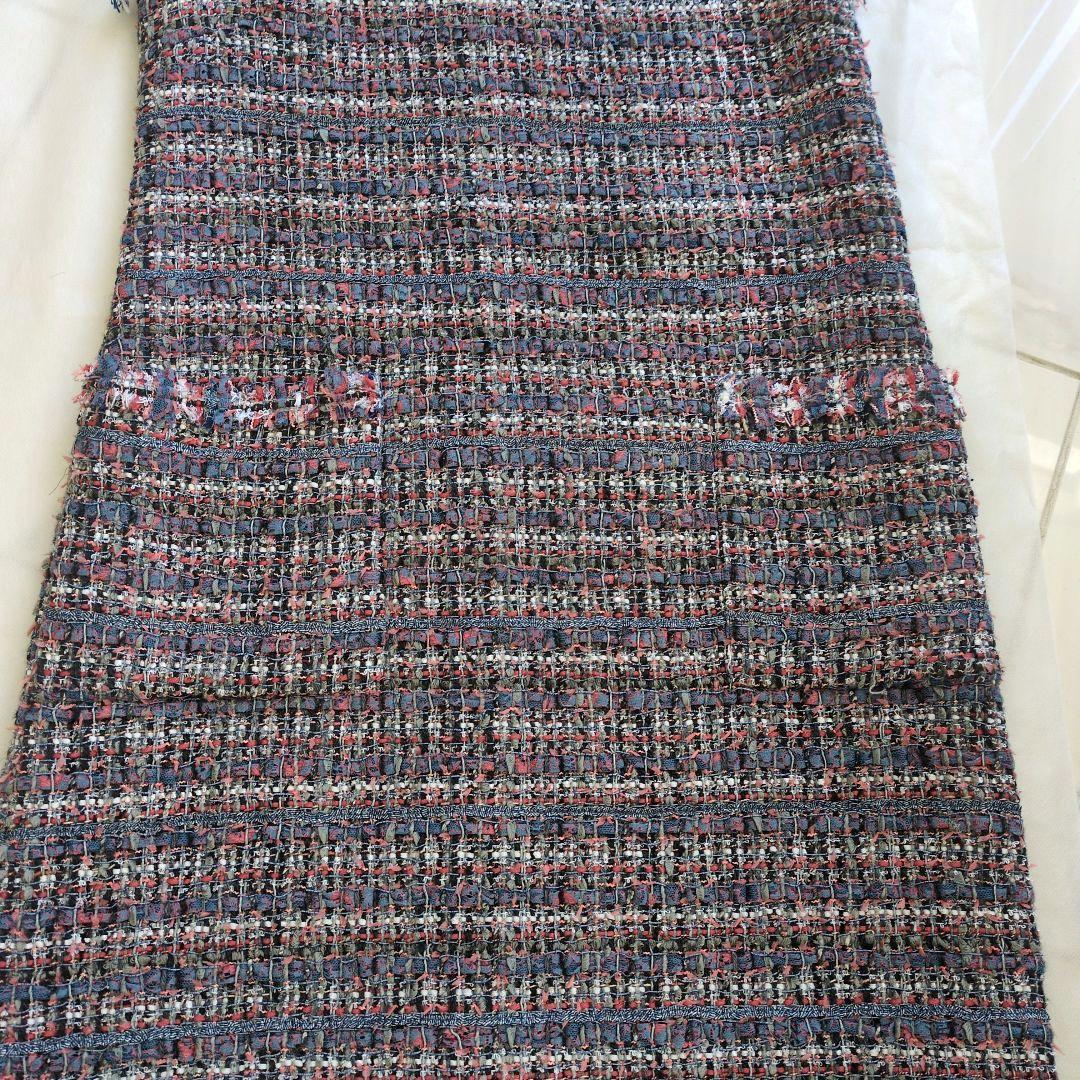 美品Rene 36　ファンシー　ツイード　ワンピース　ピンクパープル系ACT3