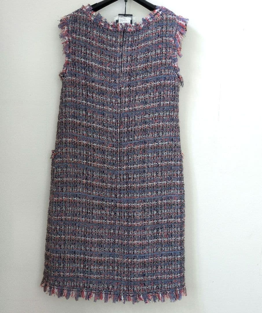 美品Rene 36　ファンシー　ツイード　ワンピース　ピンクパープル系ACT3
