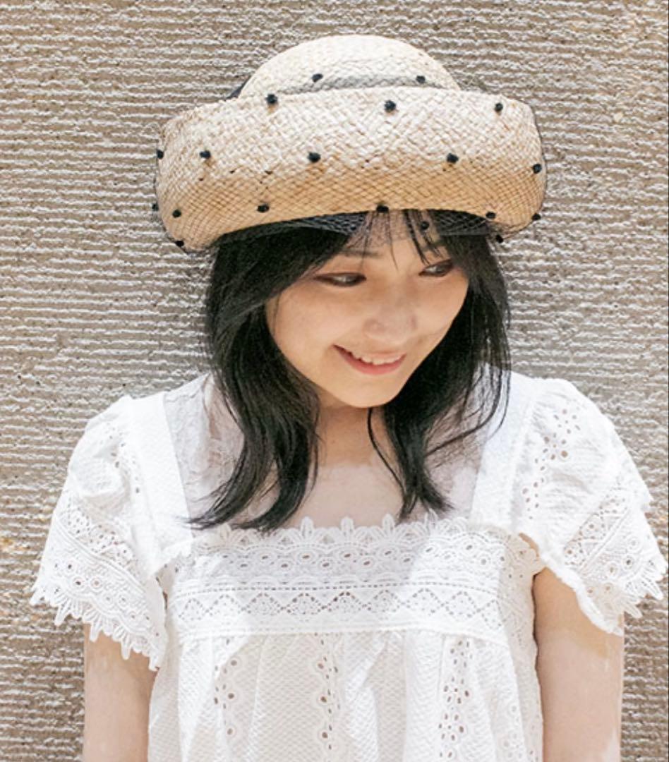 【美品】CA4LA 定価39,600円　MAGGY 3 麦わら帽子　　チュール