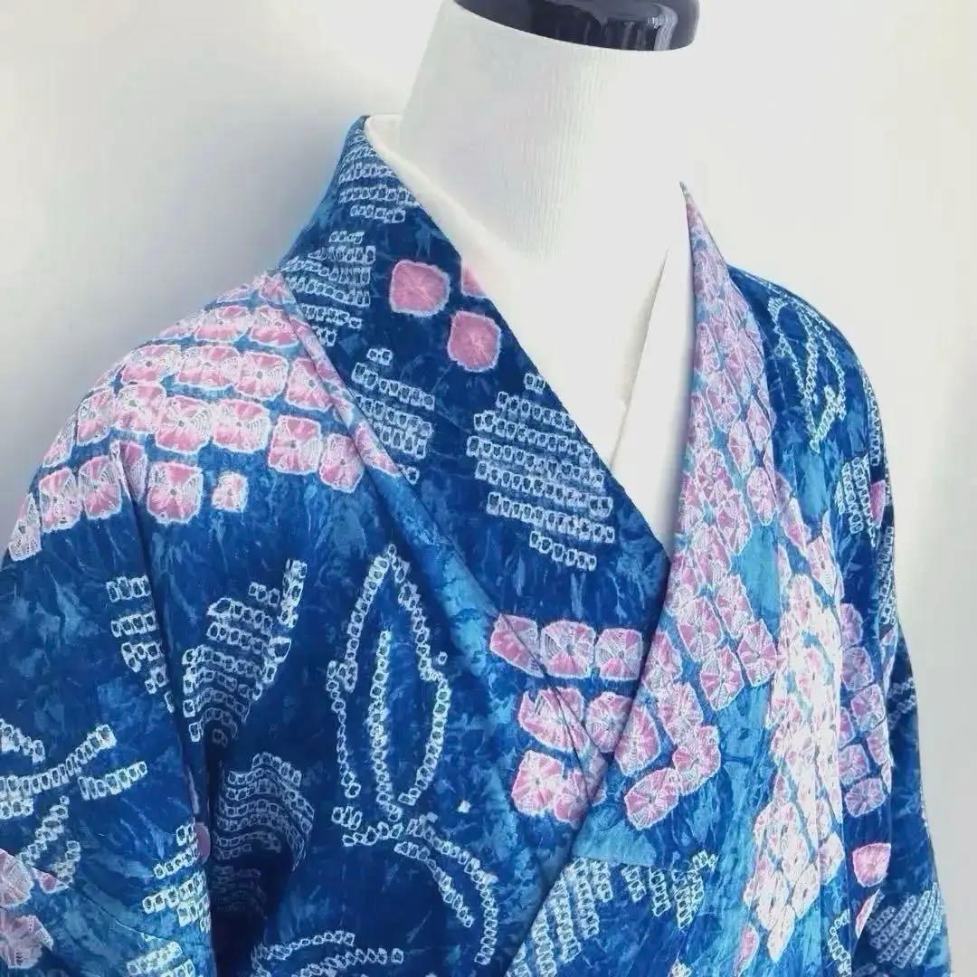 つくし 有松鳴海絞り・蜘蛛絞り浴衣　身丈157cm ピンク　No.-24