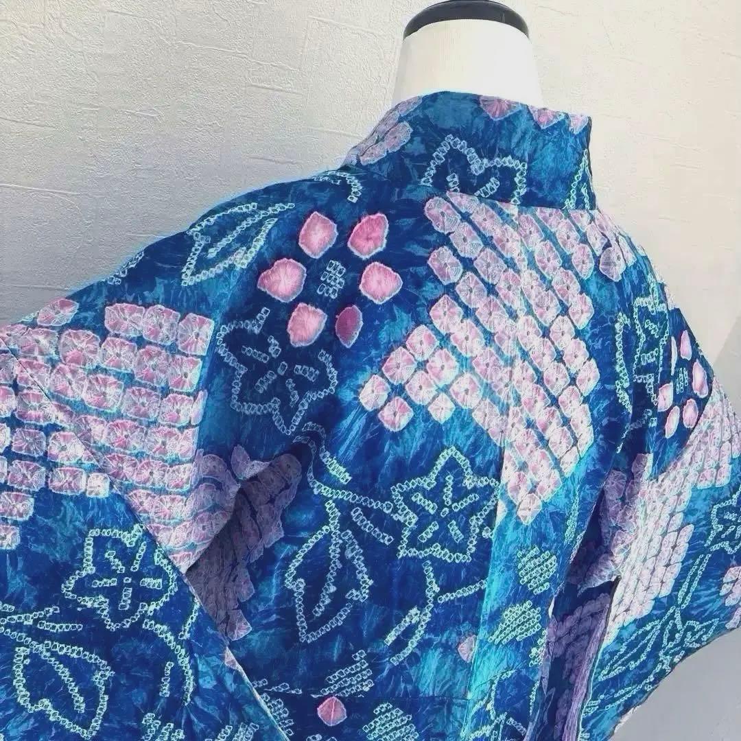 つくし 有松鳴海絞り・蜘蛛絞り浴衣　身丈157cm ピンク　No.-24