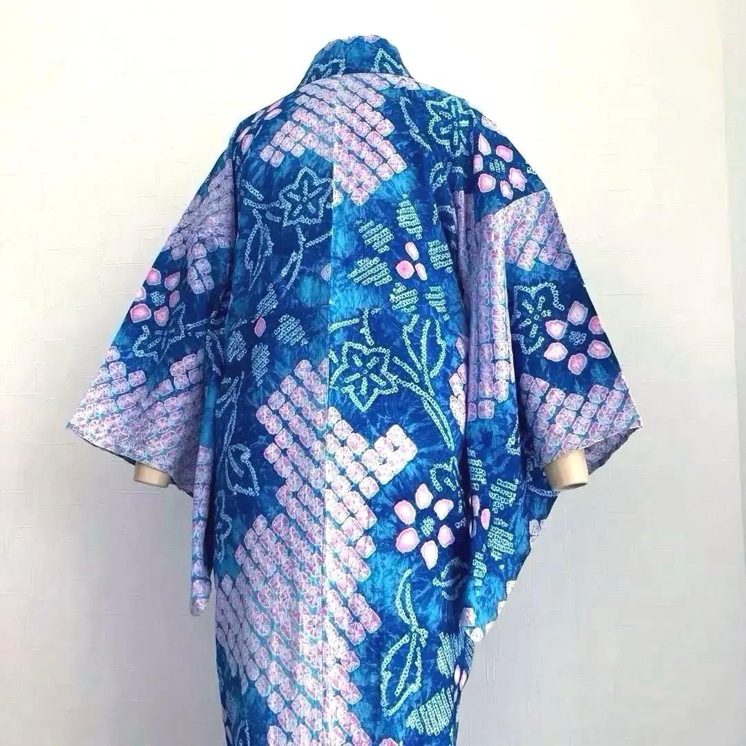 つくし 有松鳴海絞り・蜘蛛絞り浴衣　身丈157cm ピンク　No.-24