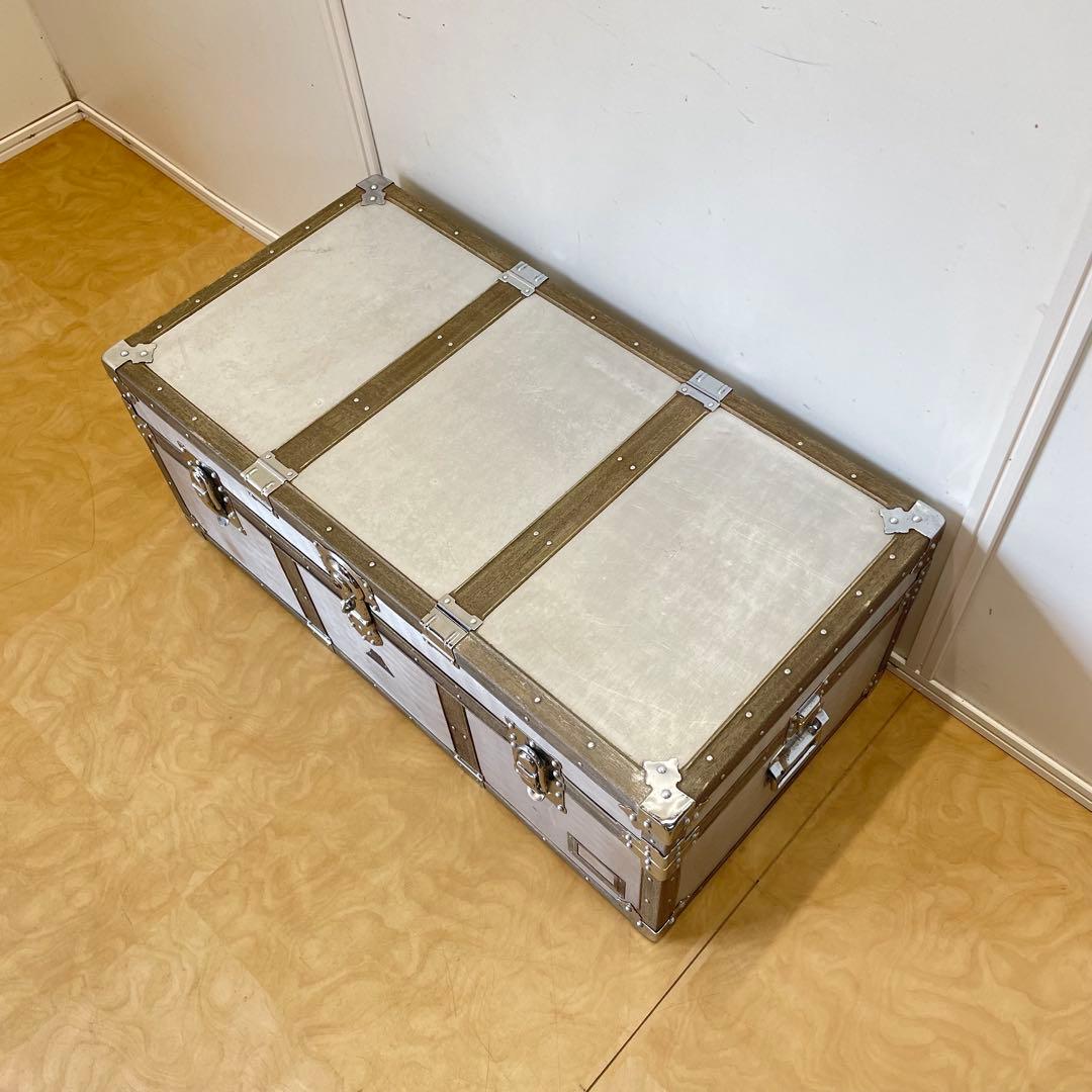 ビンテージ トランク アルミ 船舶 収納 箱 台 ケース ボックス アンティーク