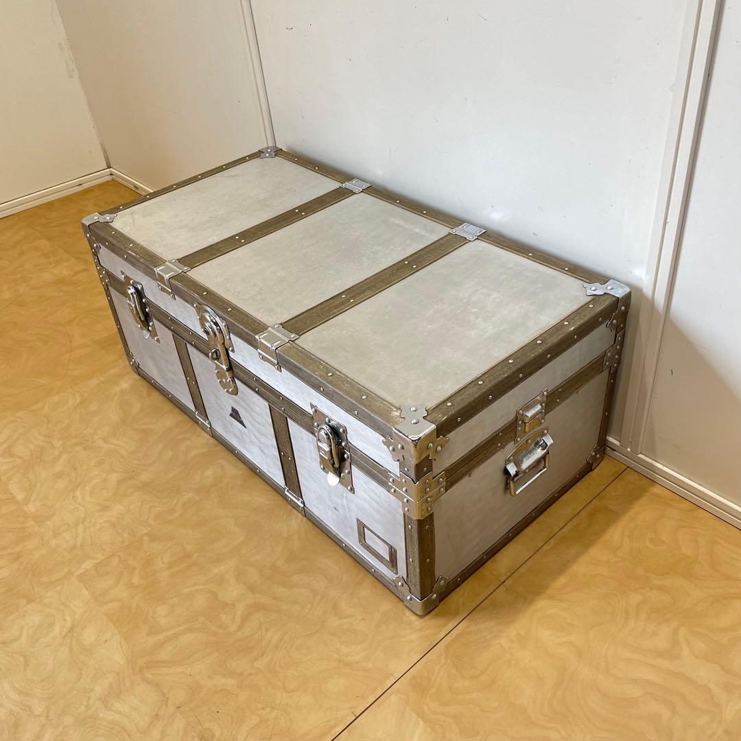 ビンテージ トランク アルミ 船舶 収納 箱 台 ケース ボックス アンティーク