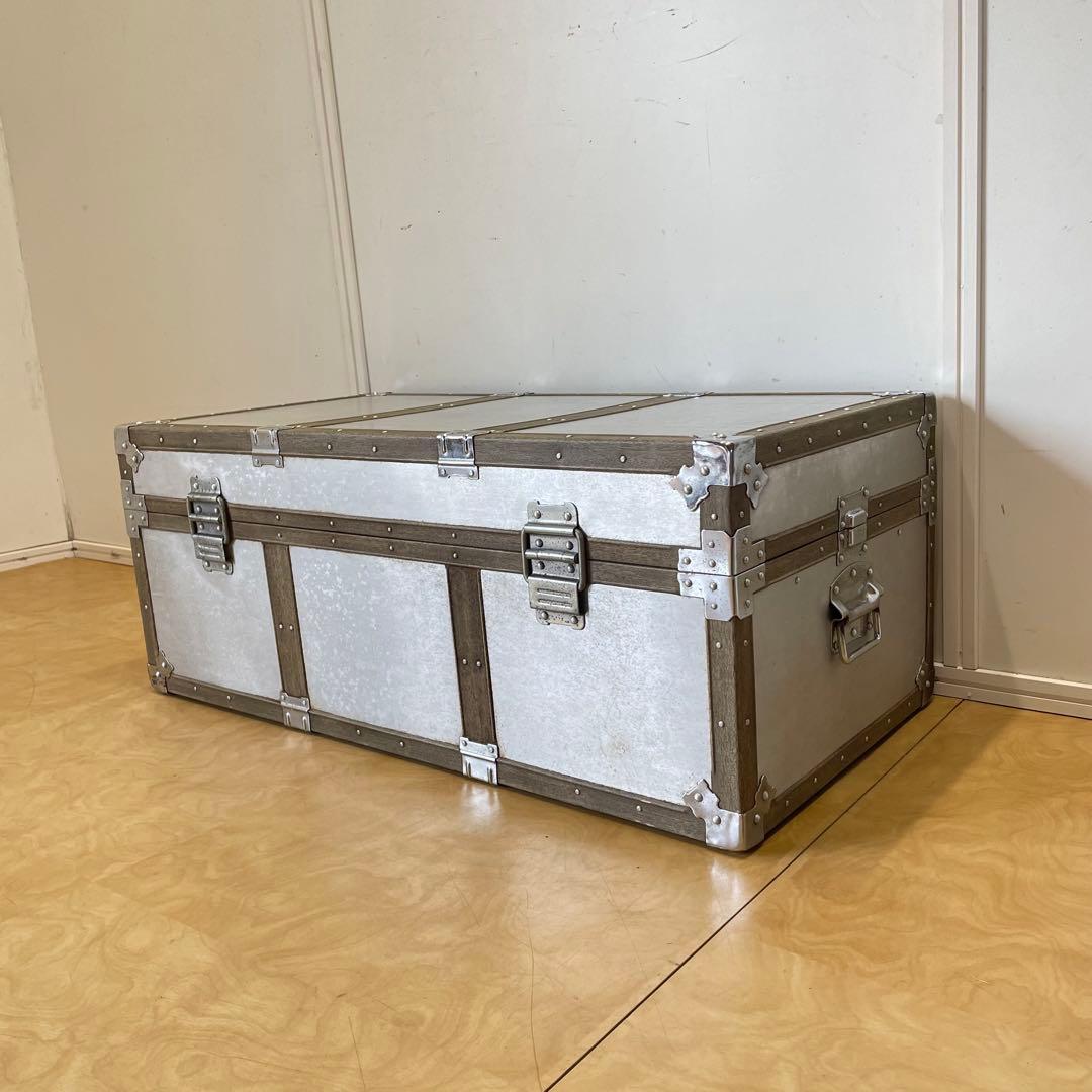 ビンテージ トランク アルミ 船舶 収納 箱 台 ケース ボックス アンティーク