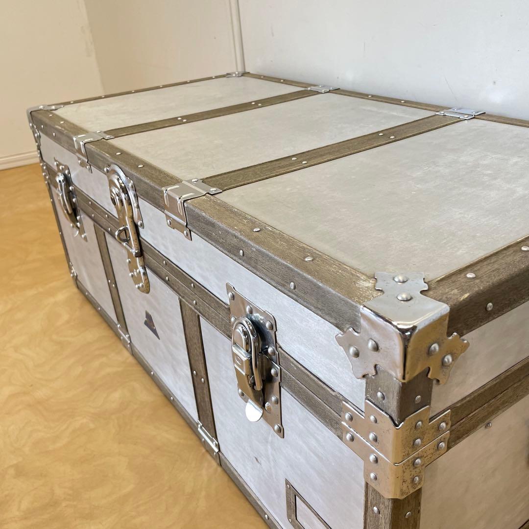 ビンテージ トランク アルミ 船舶 収納 箱 台 ケース ボックス アンティーク