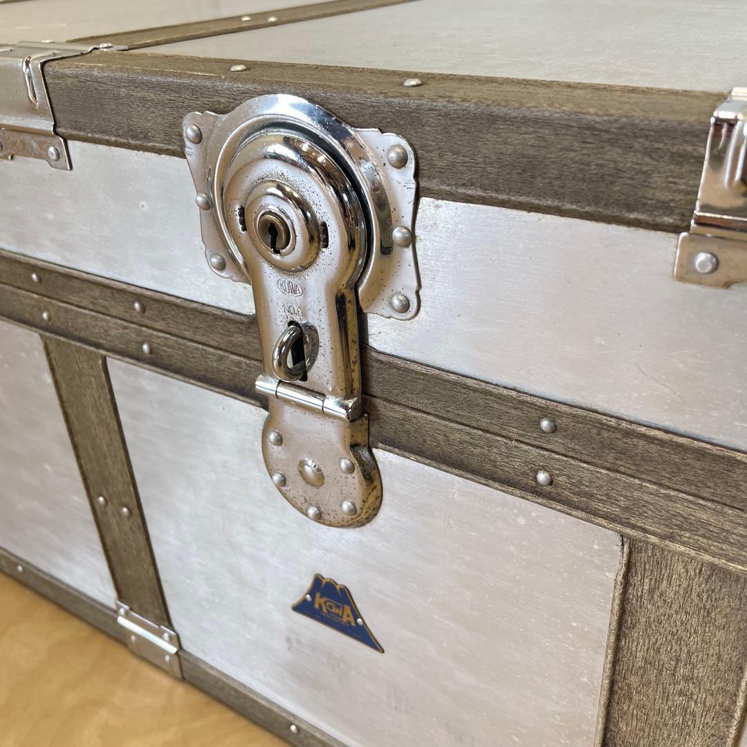 ビンテージ トランク アルミ 船舶 収納 箱 台 ケース ボックス アンティーク