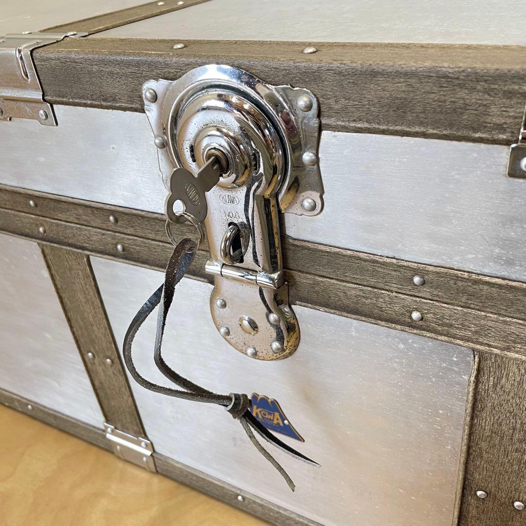 ビンテージ トランク アルミ 船舶 収納 箱 台 ケース ボックス アンティーク