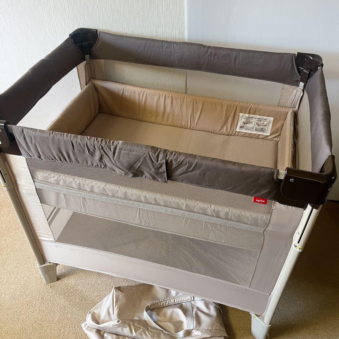 Aprica アップリカ　ココネル エアー ベビーベッド ブラウン