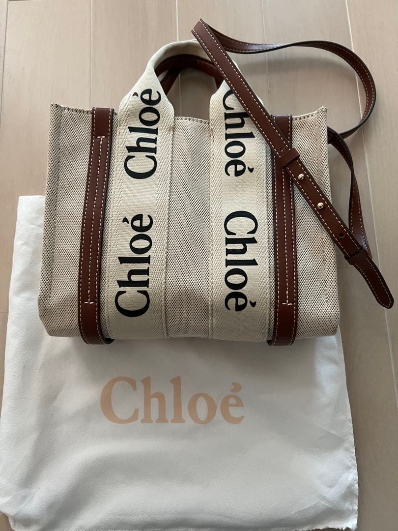 Chloe ウッディキャンバストートバッグ　ショルダーバッグ