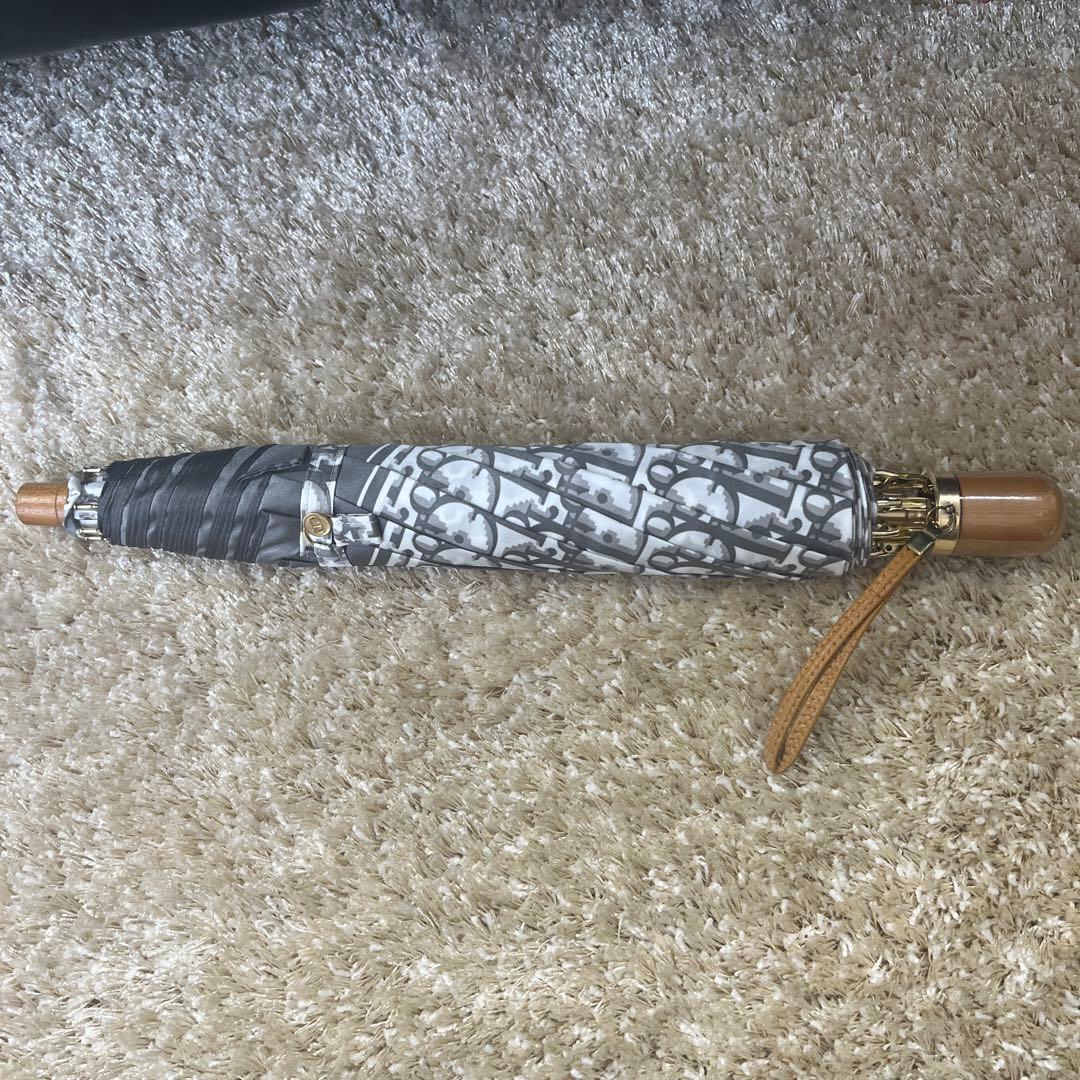 新品　Dior ディオール　折たたみ傘　雨傘　グレー　トロッター柄　タグ付き