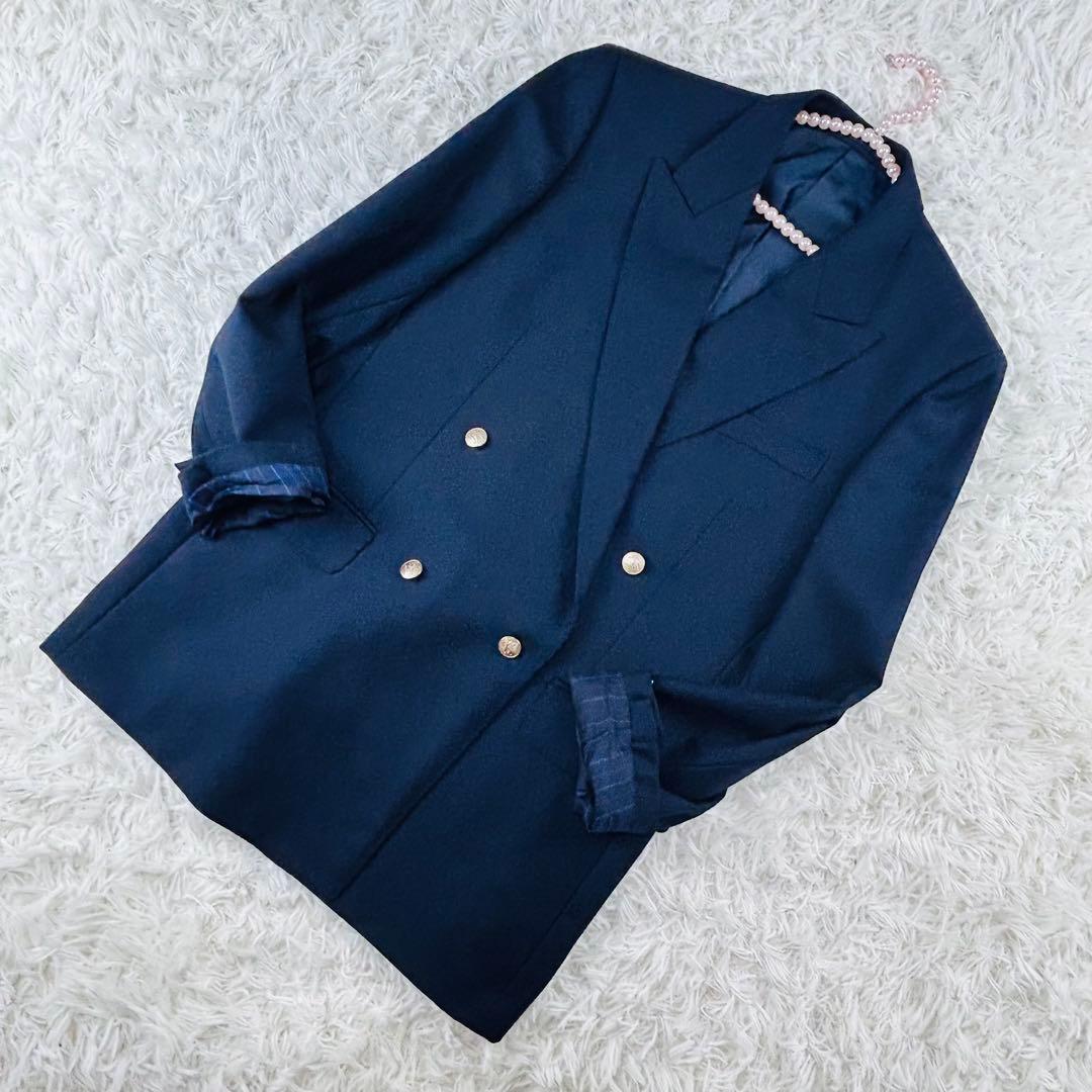 美品　バーバリー Burberryrs ダブルジャケット　紺ブレ　金ボタン