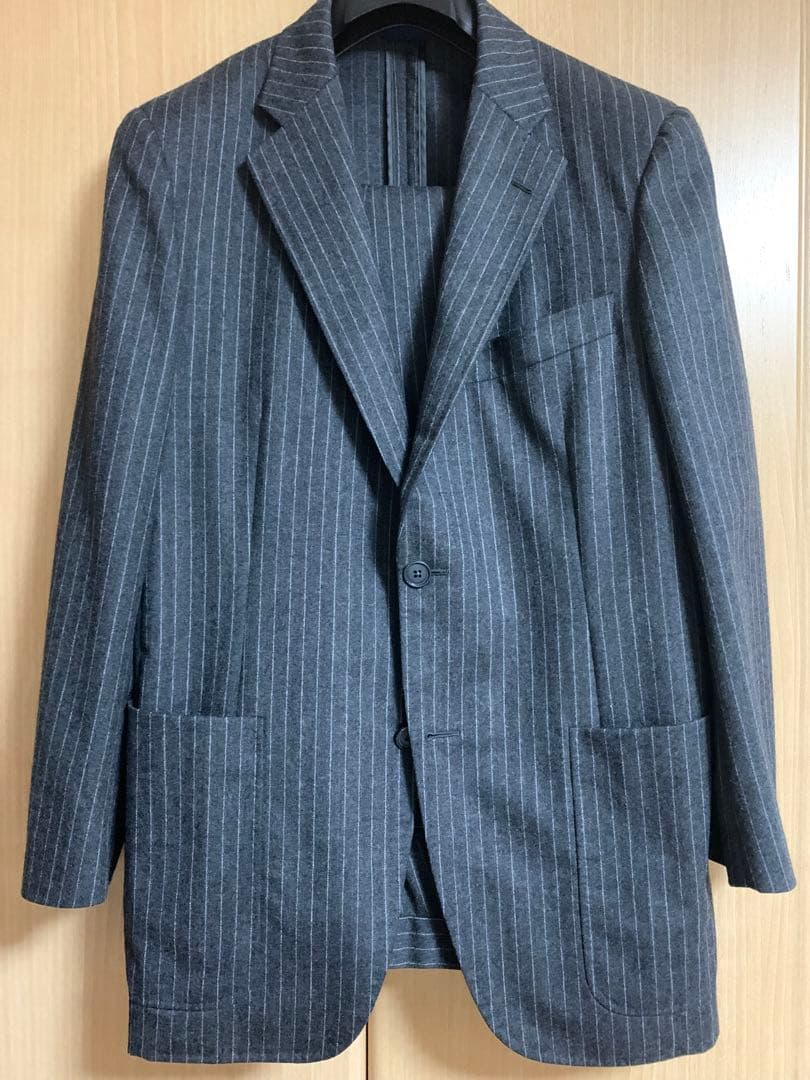 belvest ベルベスト フランネルチョークストライプスーツ48