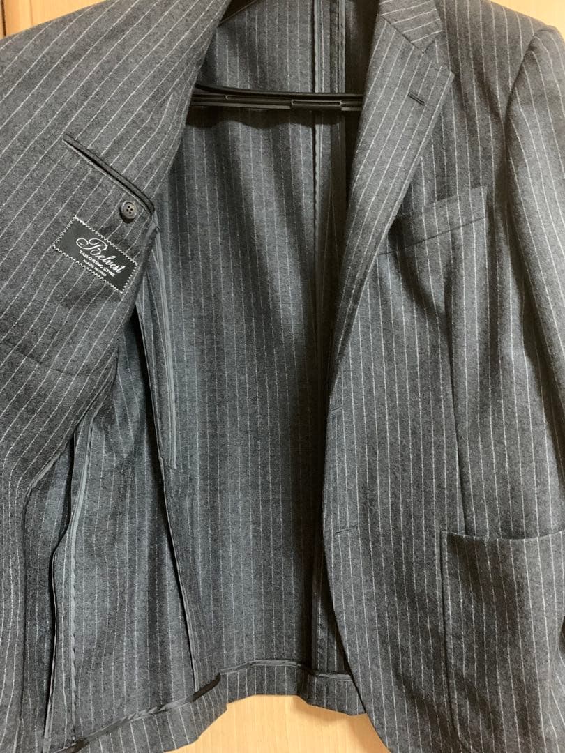 belvest ベルベスト フランネルチョークストライプスーツ48