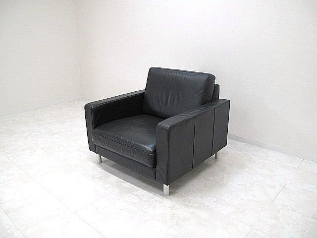 美品　無印良品/MUJI　本革1人掛けソファ　1Pソファ/シングルソファ