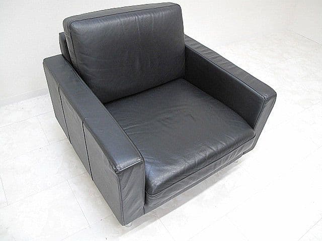 美品　無印良品/MUJI　本革1人掛けソファ　1Pソファ/シングルソファ