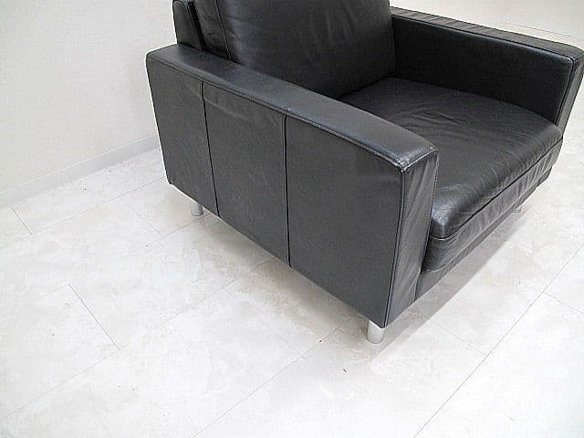 美品　無印良品/MUJI　本革1人掛けソファ　1Pソファ/シングルソファ