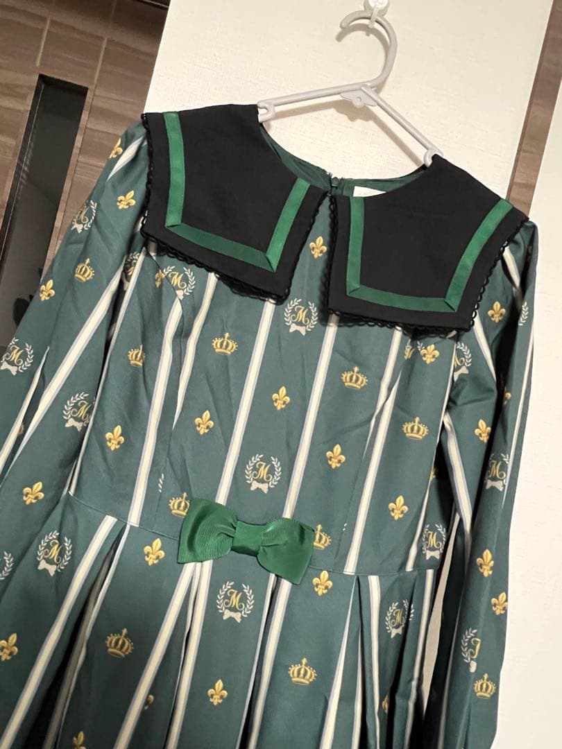 メロディバスケット　レジメンタルストライプワンピース　グリーン