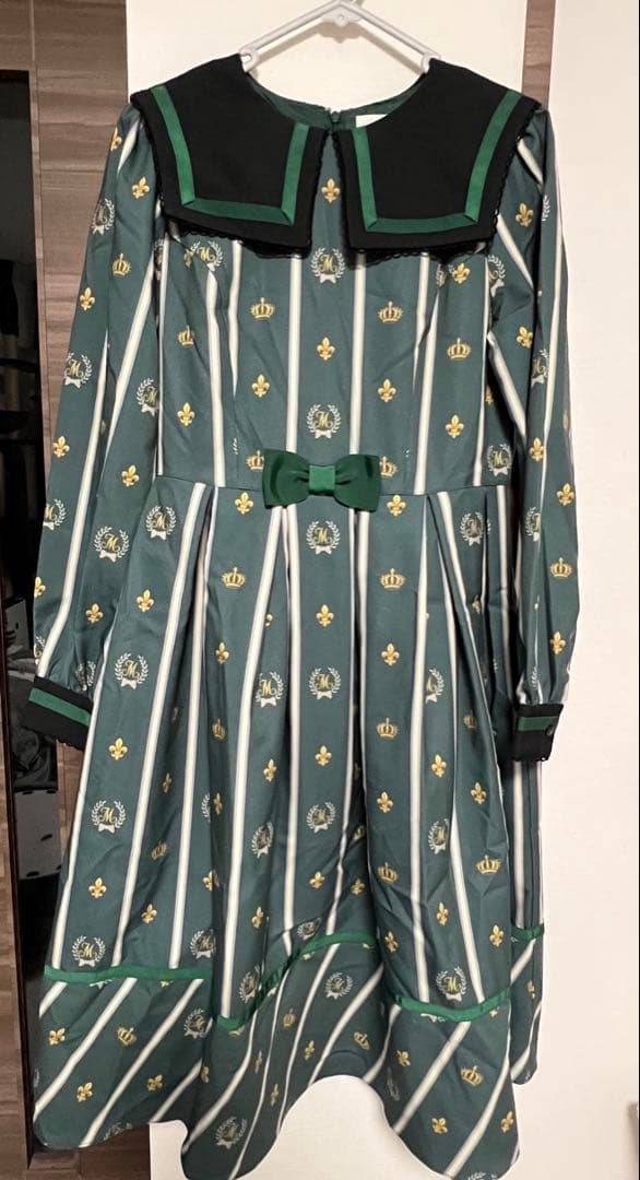 メロディバスケット　レジメンタルストライプワンピース　グリーン