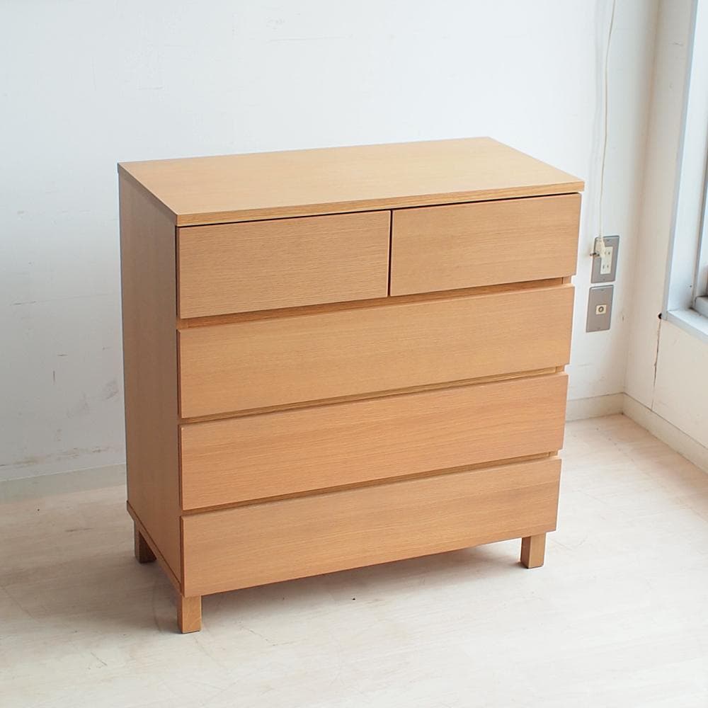 廃盤品 無印良品/MUJI オーク材 4段チェスト ナチュラル ZR23275