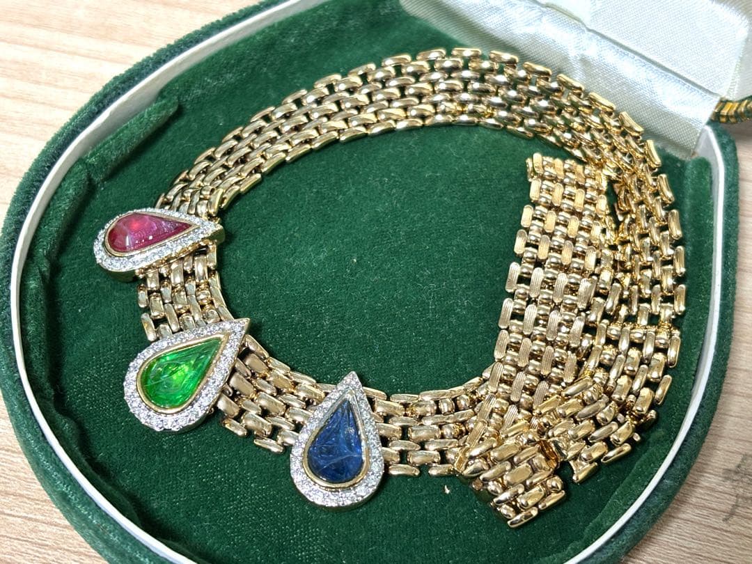 希少 VOGUE BIJOUX ヴィンテージ ガラス チェーン チョーカー