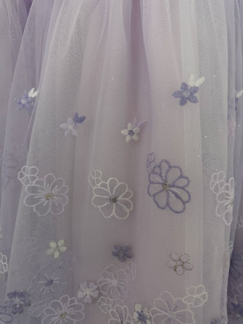 【極美品】薄紫mezzo piano花刺しゅうチュールドレス140 パーティー