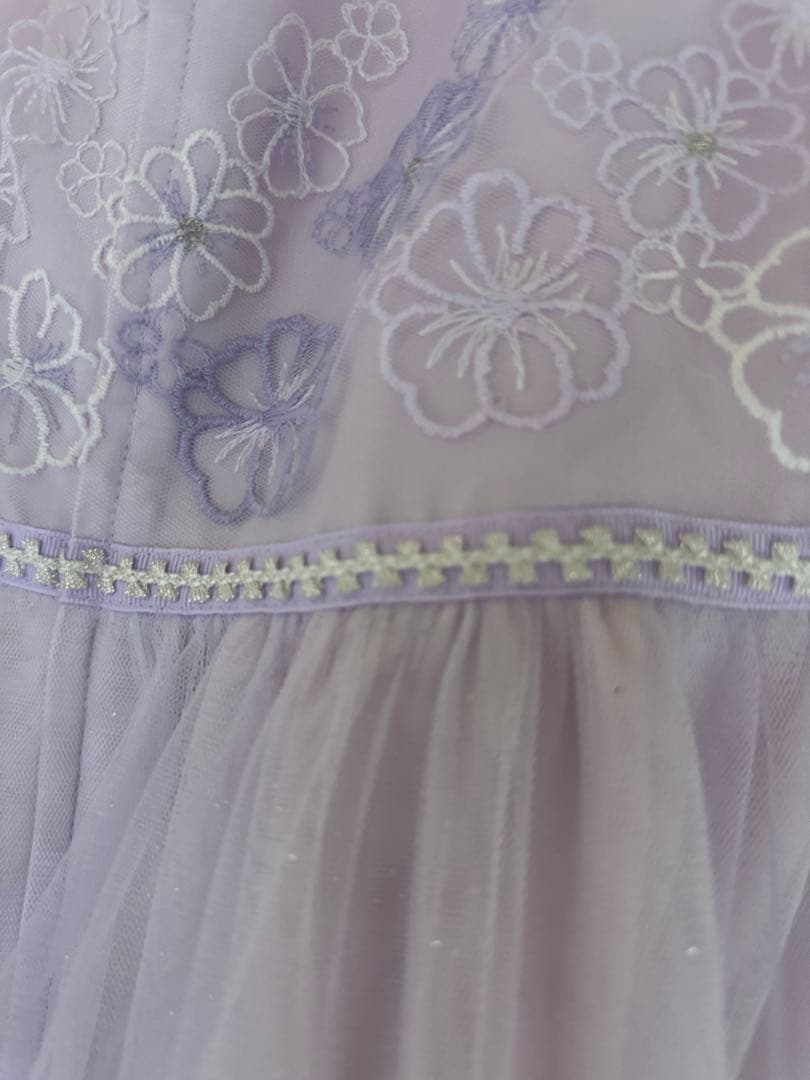 【極美品】薄紫mezzo piano花刺しゅうチュールドレス140 パーティー