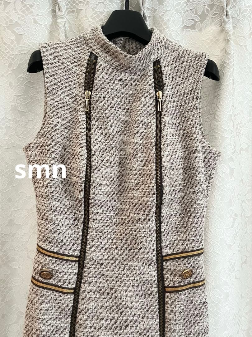 andy M ドレス　ツイード　ブラウン　ローブドフルール