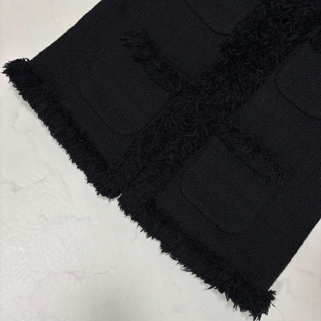 未使用級 ユナイテッドアローズ ツイードベスト ジレ フリンジデザイン ブラック