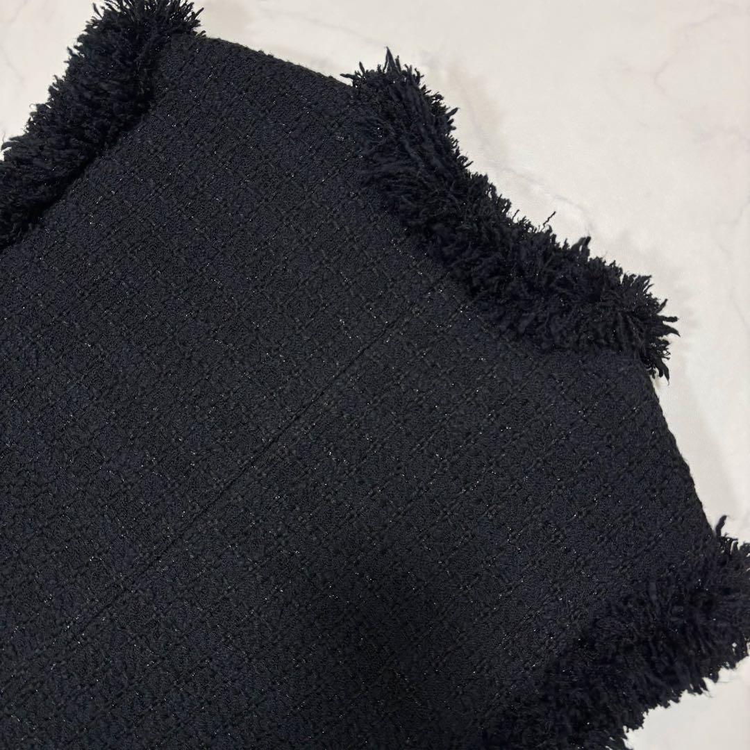 未使用級 ユナイテッドアローズ ツイードベスト ジレ フリンジデザイン ブラック