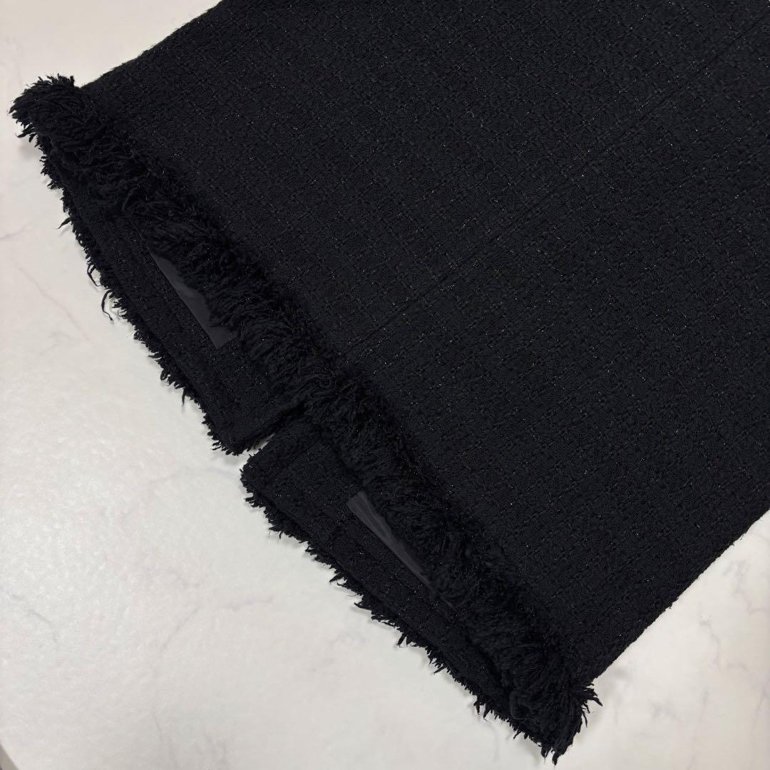 未使用級 ユナイテッドアローズ ツイードベスト ジレ フリンジデザイン ブラック