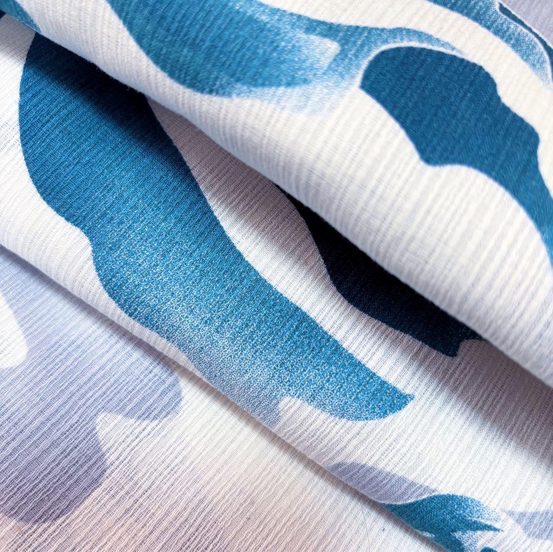 新品浴衣 綿麻 【金魚と波模様】気持ち良さそうに泳いでいる金魚★涼しげ♪