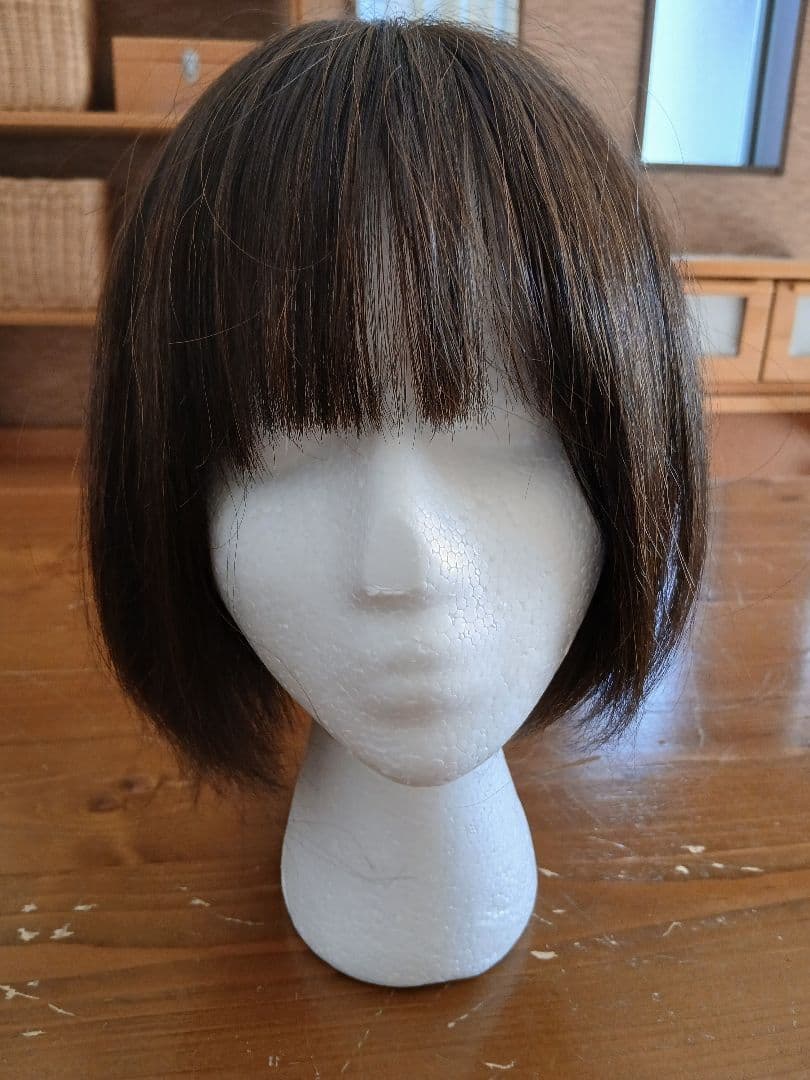 アクアドール　総手植え人毛MIX６分ウィッグ　リアルスキン　ナチュラルストレート