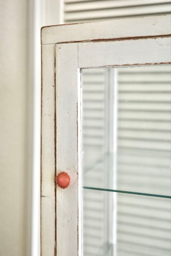 アンティーク ガラス キャビネット 飾り棚 4段 ホワイト